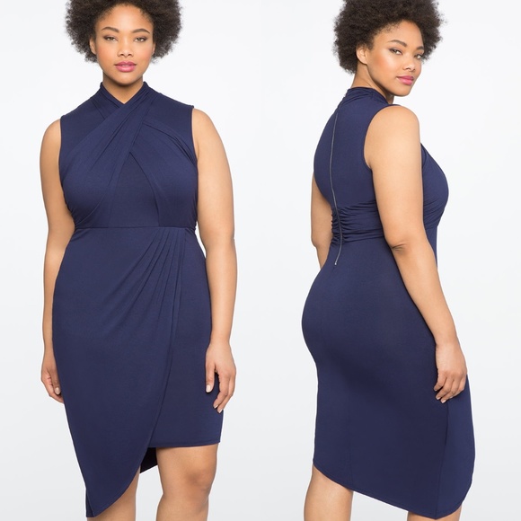 Eloquii Dresses & Skirts - ELOQUII Wrap Front Asymmetrical Hem Dress Jersey